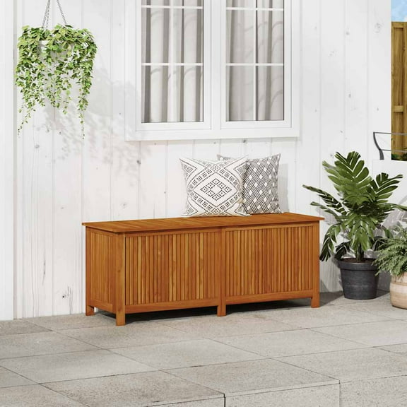 vidaXL Patio Storage Box Cushion and Blanket Outdoor Garden Solid Wood Acacia