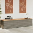 thumbnail image 1 of vidaXL Patio Storage Box Gray 86.6"x19.7"x21.3" Poly Rattan Acacia Wood, 1 of 9