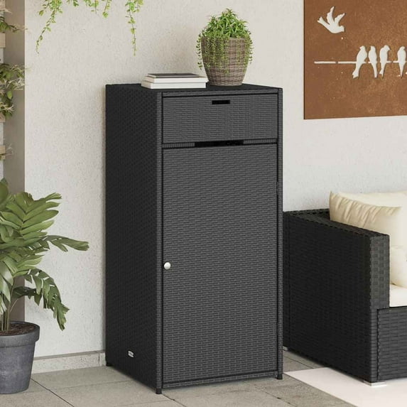 vidaXL Patio Storage Cabinet Beige 21.7"x21.7"x43.7" Poly Rattan