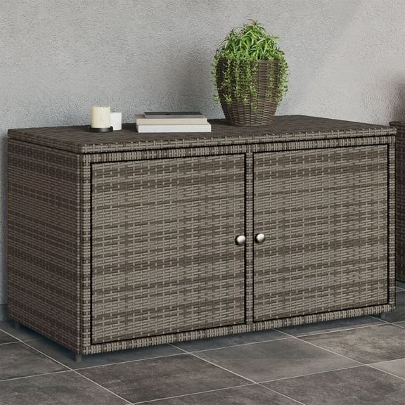 vidaXL Patio Storage Cabinet Beige 43.3"x21.7"x23.8" Poly Rattan