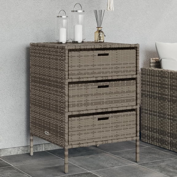 vidaXL Patio Storage Cabinet Brown 21.7"x23.2"x27.2" Poly Rattan