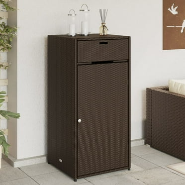 vidaXL Patio Storage Cabinet Tool Organizer Outdoor Furniture Poly Rattan