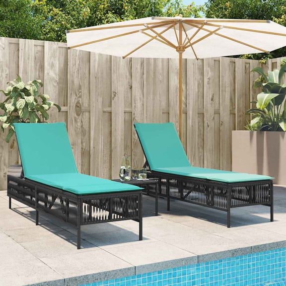 vidaXL Patio Sun Lounger Black PE Rattan Standard