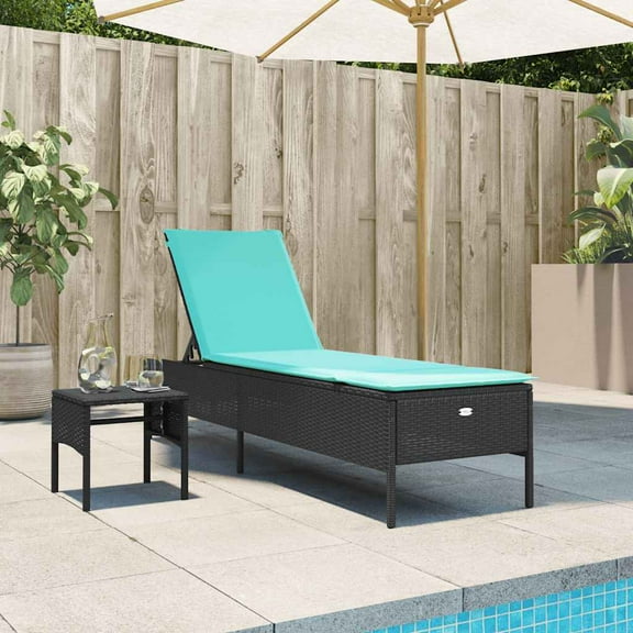 vidaXL Patio Sun Lounger Black PE rattan 78" UV-resistant materials