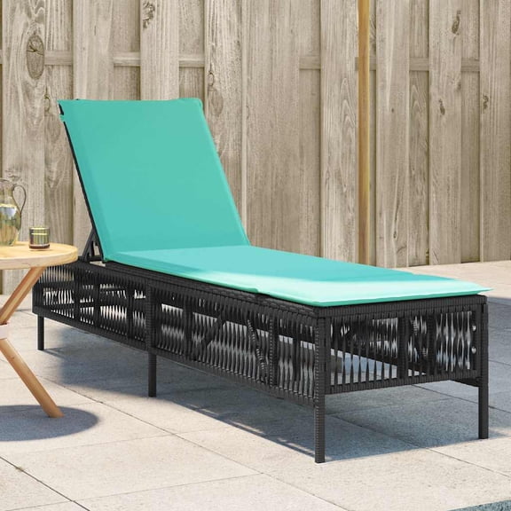 vidaXL Patio Sun Lounger Black PE rattan Standard Patio Sun Lounger