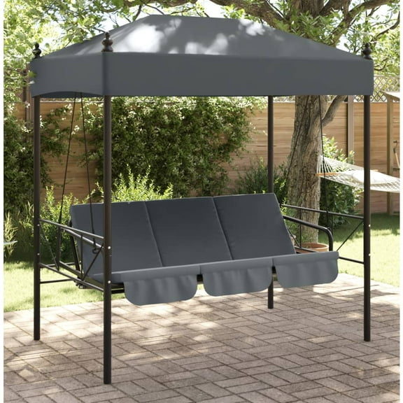 vidaXL Patio Swing Bench with Canopy Seating Furniture Outdoor Garden Steel