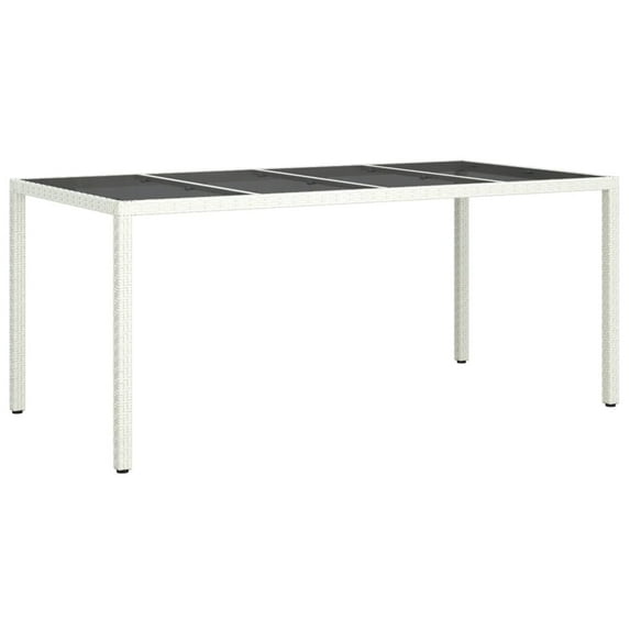vidaXL Patio Table 74.8" Tempered Glass and Poly Rattan Table Multi Colors
