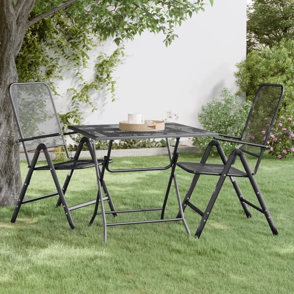 vidaXL Patio Table Expanded Metal Mesh 31.5"x31.5"x28.3"/23.6"x23.6"x28.3"