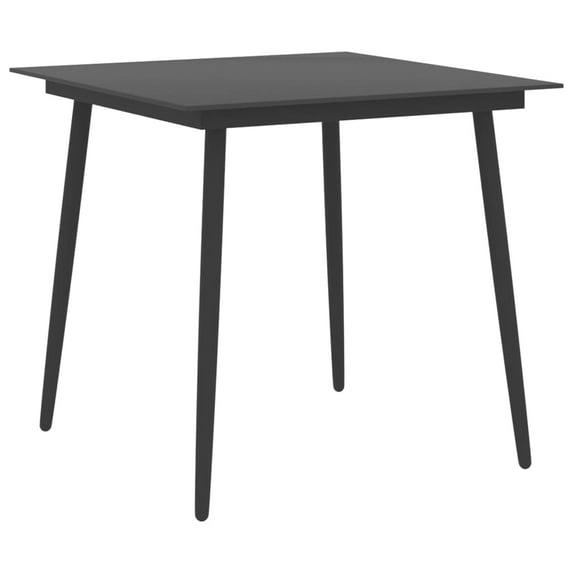 vidaXL 31.5" Powder-Coated Steel Wicker and PE Rattan Outdoor Dining Table, Black