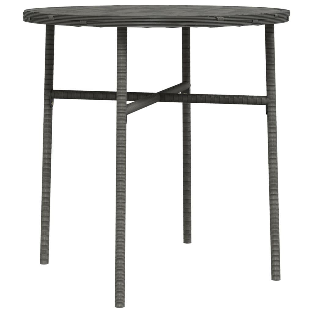 Gray Poly Rattan Round Outdoor Tea Table with Steel Frame