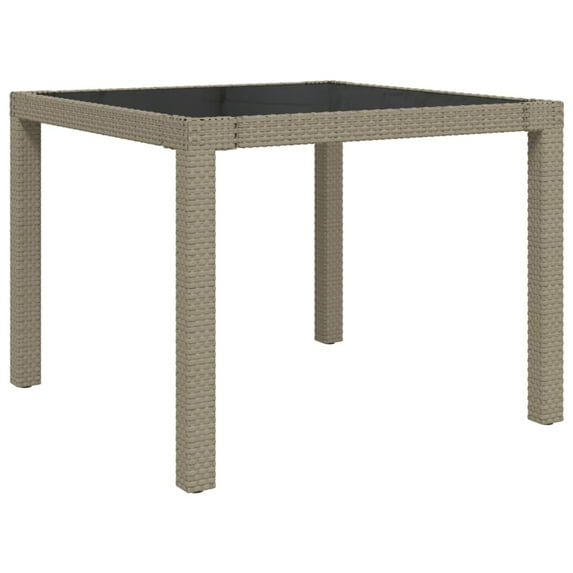 vidaXL Patio Table Tempered Glass and Poly Rattan Table 35.4"/59" Multi Colors