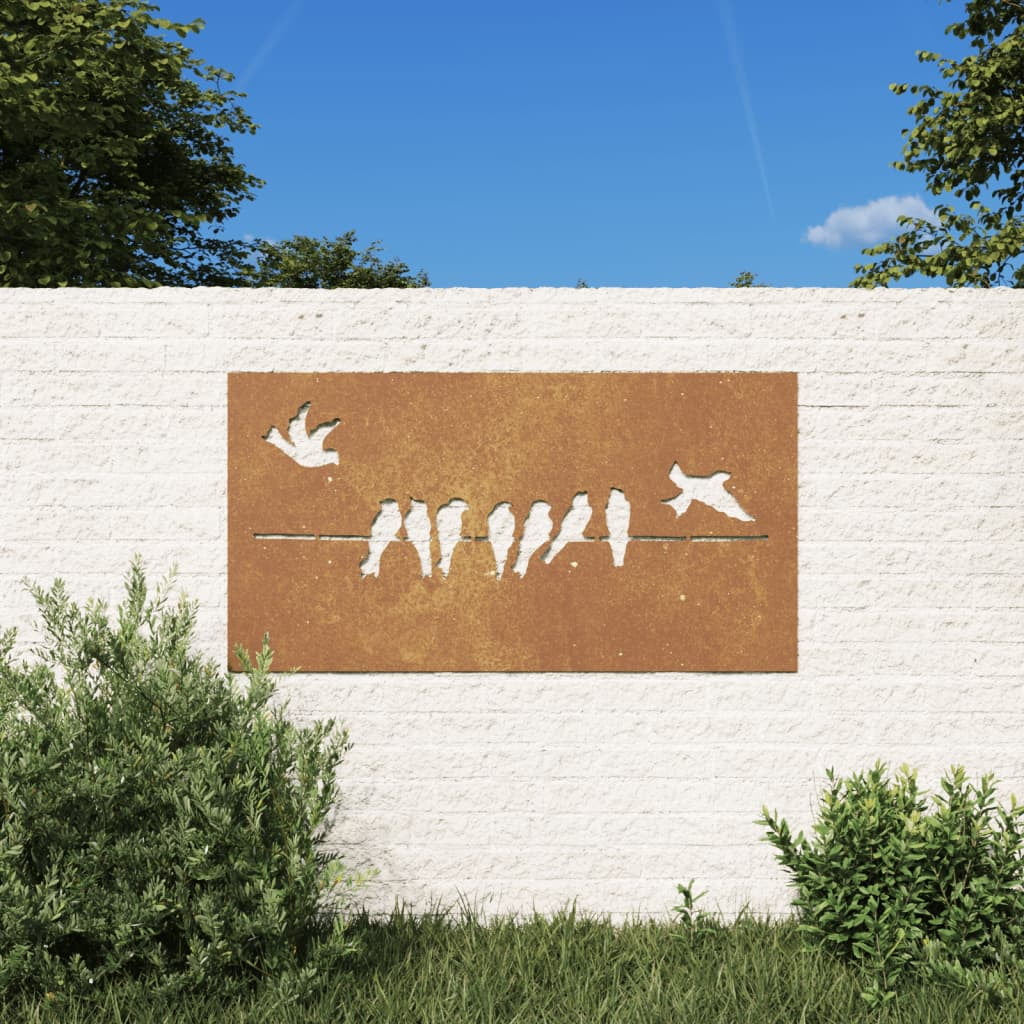 Rusty Corten Steel Bird Design Patio Wall Decoration