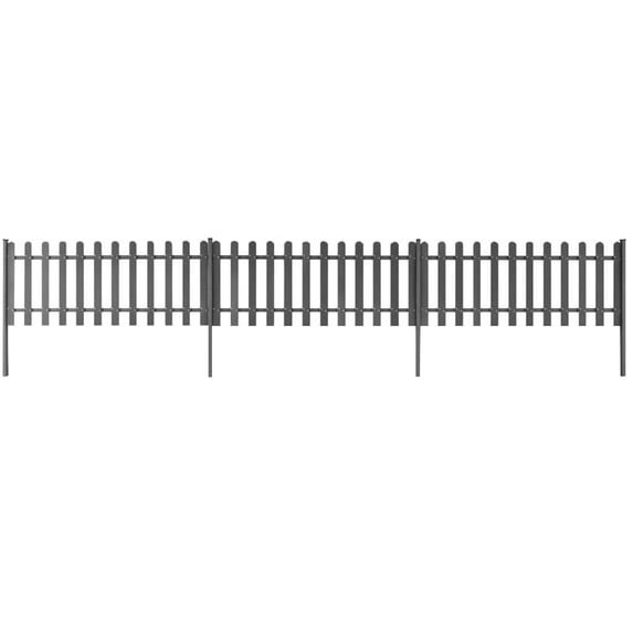 vidaXL Picket Fence Garden Fence Edging Border Fence 3 pcs with Posts WPC