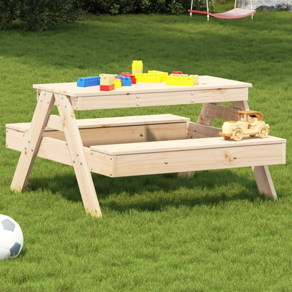 vidaXL Picnic Table Natural wood color Solid Pine Wood
