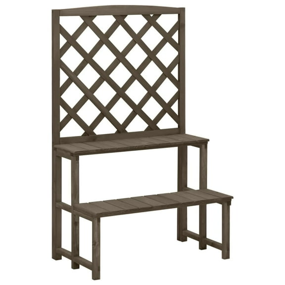 vidaXL Plant Rack 2-Tier Plant Stand with Trellis Flower Pot Stand Solid Wood