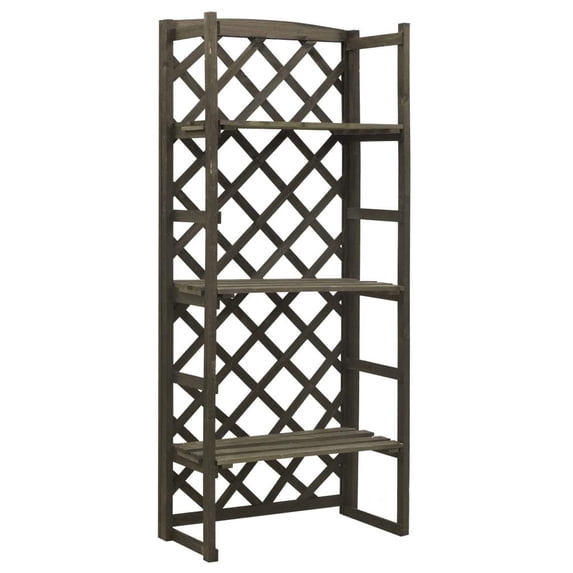 vidaXL 11.8" x 23.6" x 55.1" 3-Tier Gray Solid Firwood Plant Stand with Trellis 3 Count