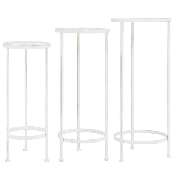 vidaXL 11.8" x 27.5" 3-Tier White Metal Vintage Plant Stand 3 Count