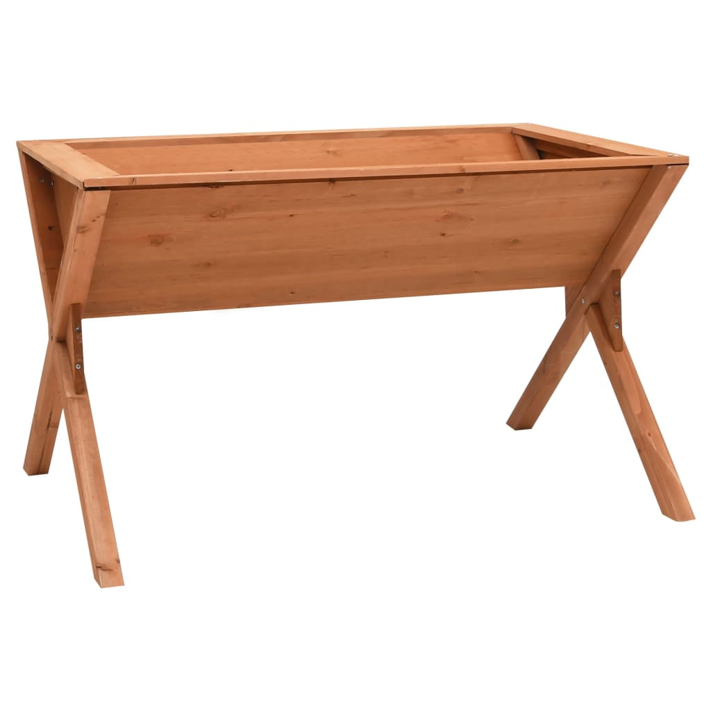 Large Natural Firwood Outdoor Patio Planter with X-Shaped Legs