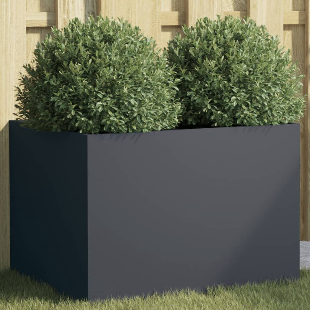 vidaXL Planter Anthracite Cold-rolled steel Medium Decorative Inlays ...