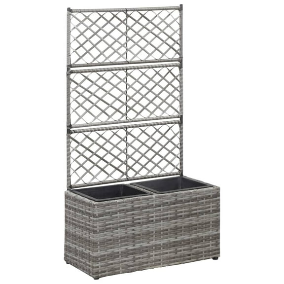 vidaXL Rattan Look Raised Flower Box with Trellis 1 Piece 22.8"x11.8"x42.1"