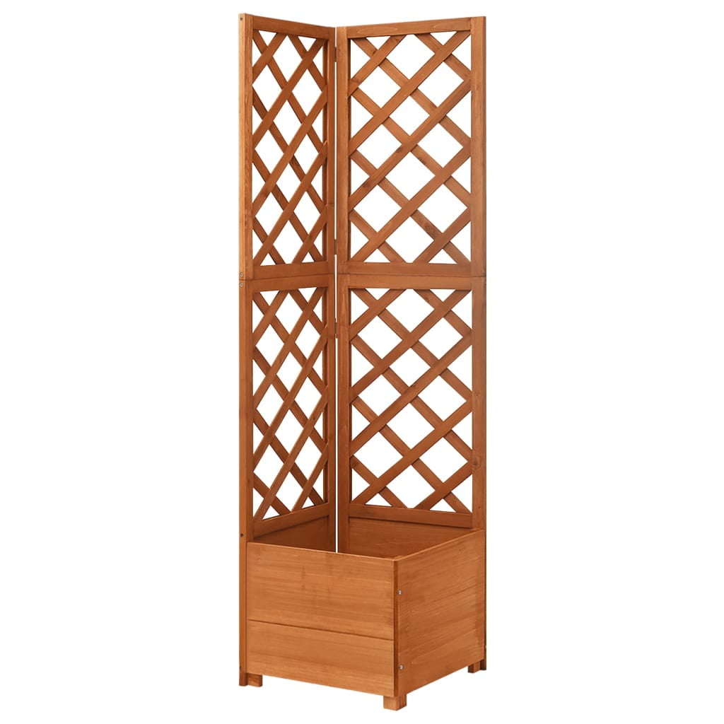 Brown Solid Fir Wood Corner Trellis Planter with Flower Box