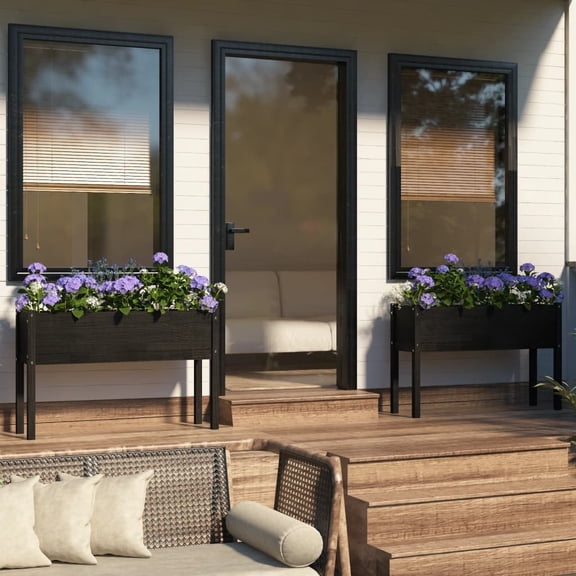 vidaXL Planter Outdoor Raised Garden Bed Flower Box with Legs Solid Wood Pine