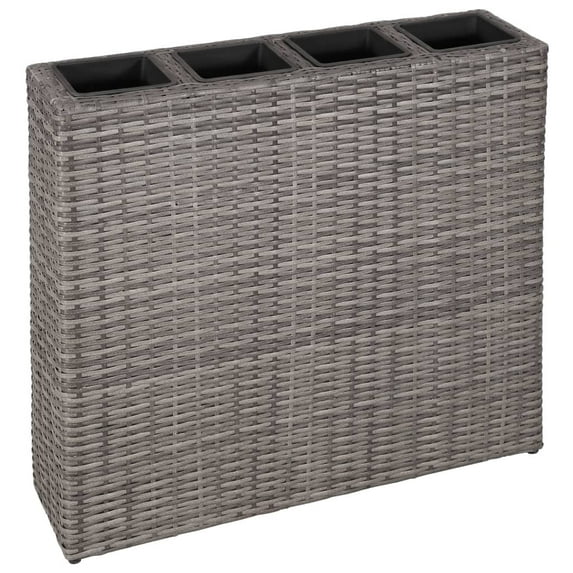 vidaXL Planter Patio Outdoor Flower Box with Removable Inner Pots Poly Rattan
