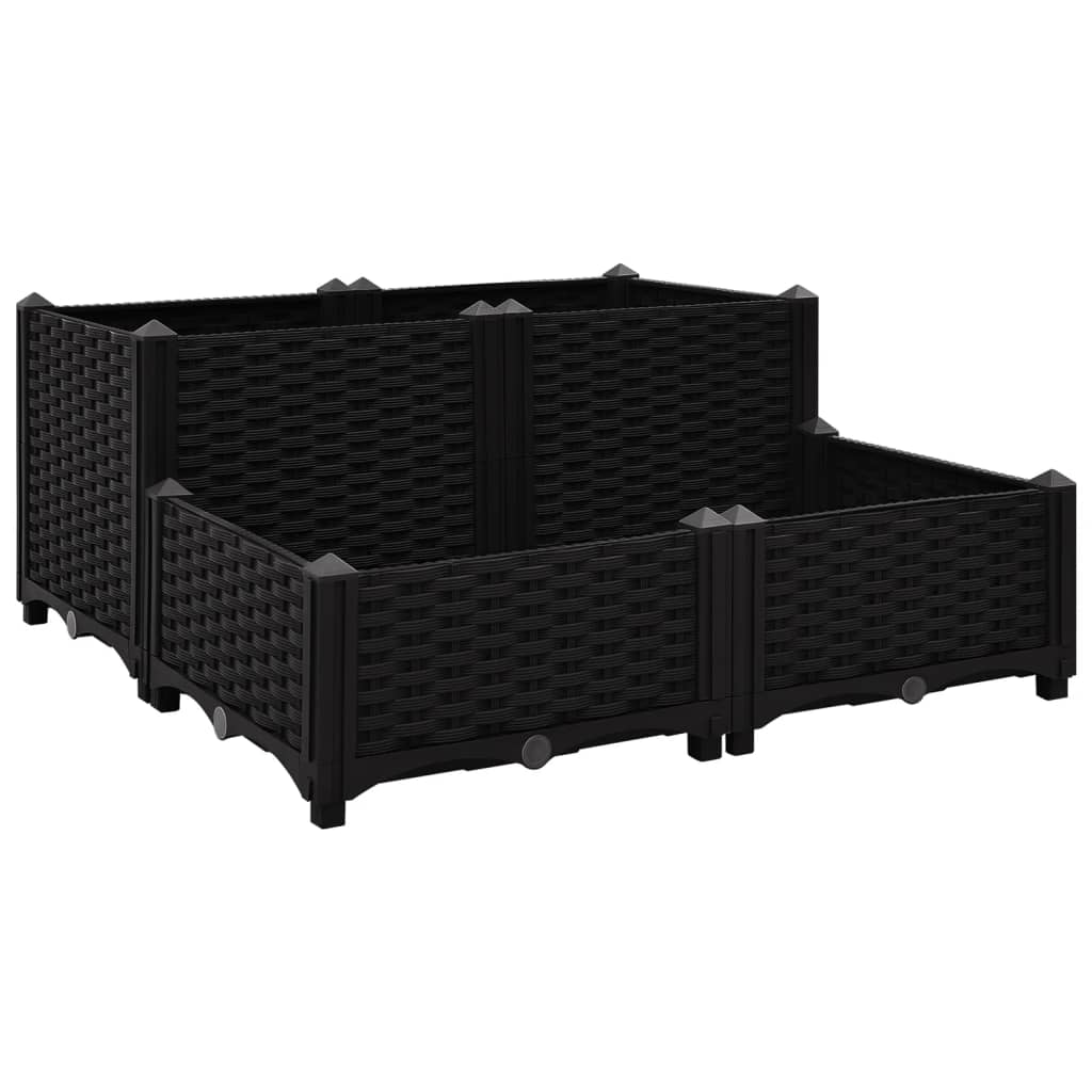 vidaXL Planter Raised Flower Bed with Rattan Look Plant Box Polypropylene