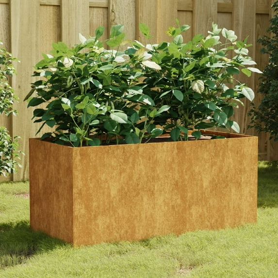 vidaXL 1 Piece Rusty Corten Steel Raised Garden Bed 31.5"x15.7"x15.7" Outdoor Vegetable Planter
