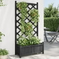 thumbnail image 1 of vidaXL Planter with Trellis Black Solid Wood Fir, 1 of 7