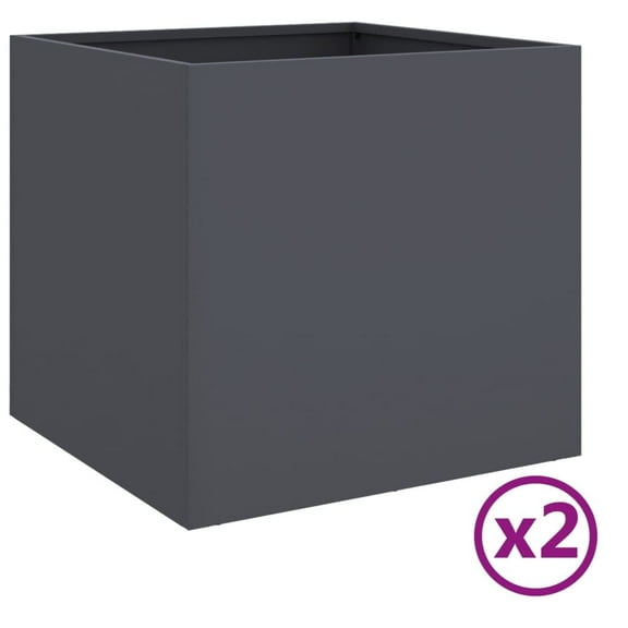 vidaXL Planters 2 pcs Anthracite 16.5"x15.7"x15.4" Steel