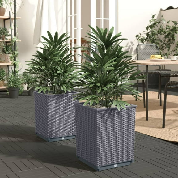 vidaXL Planter Set of 2 Blue Grey Polypropylene Medium 11.8"x11.8"x14.6"