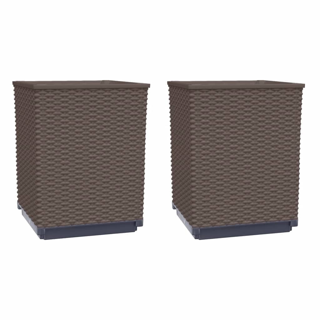 vidaXL Planters Flower Boxes with Rattan Look Outdoor Plant Boxes for ...