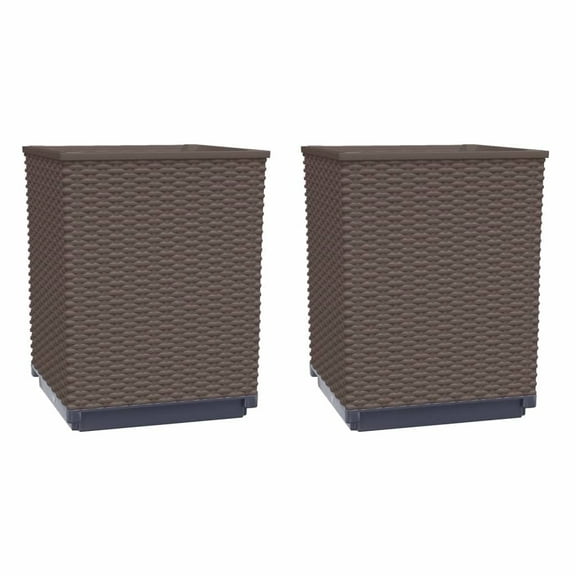 vidaXL Planters Flower Boxes with Rattan Look Outdoor Plant Boxes for Patio