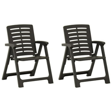 vidaXL Plastic Outdoor Folding & Stacking Chairs, Anthracite (Set of 2)