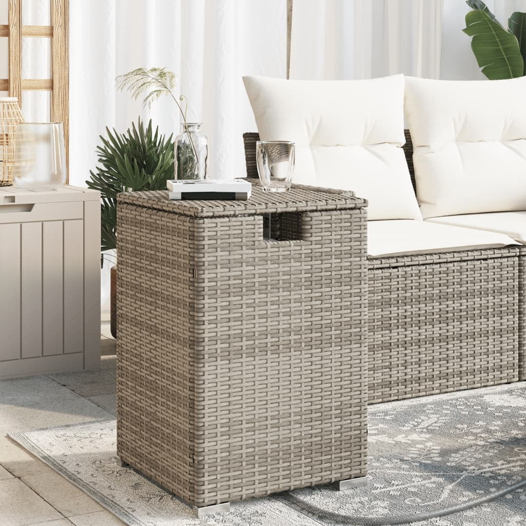 vidaXL Propane Tank Cover Table Gray 15.7"x15.7"x23.6" Poly Rattan
