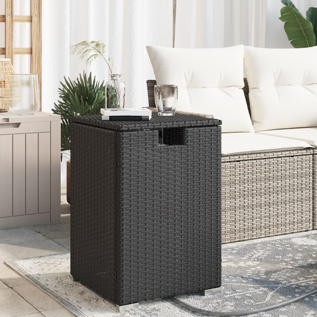 vidaXL Propane Tank Cover Table Black 15.7"x15.7"x23.6" Poly Rattan