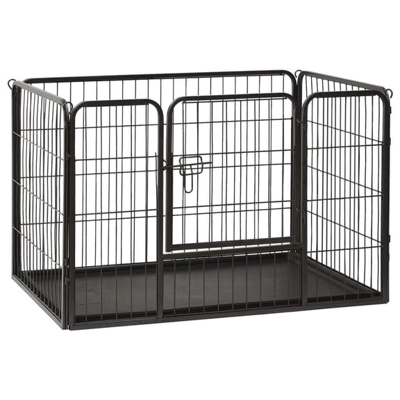vidaXL Puppy Playpen Exercise Folding Enclosure Pet Kennel Cage Steel Black