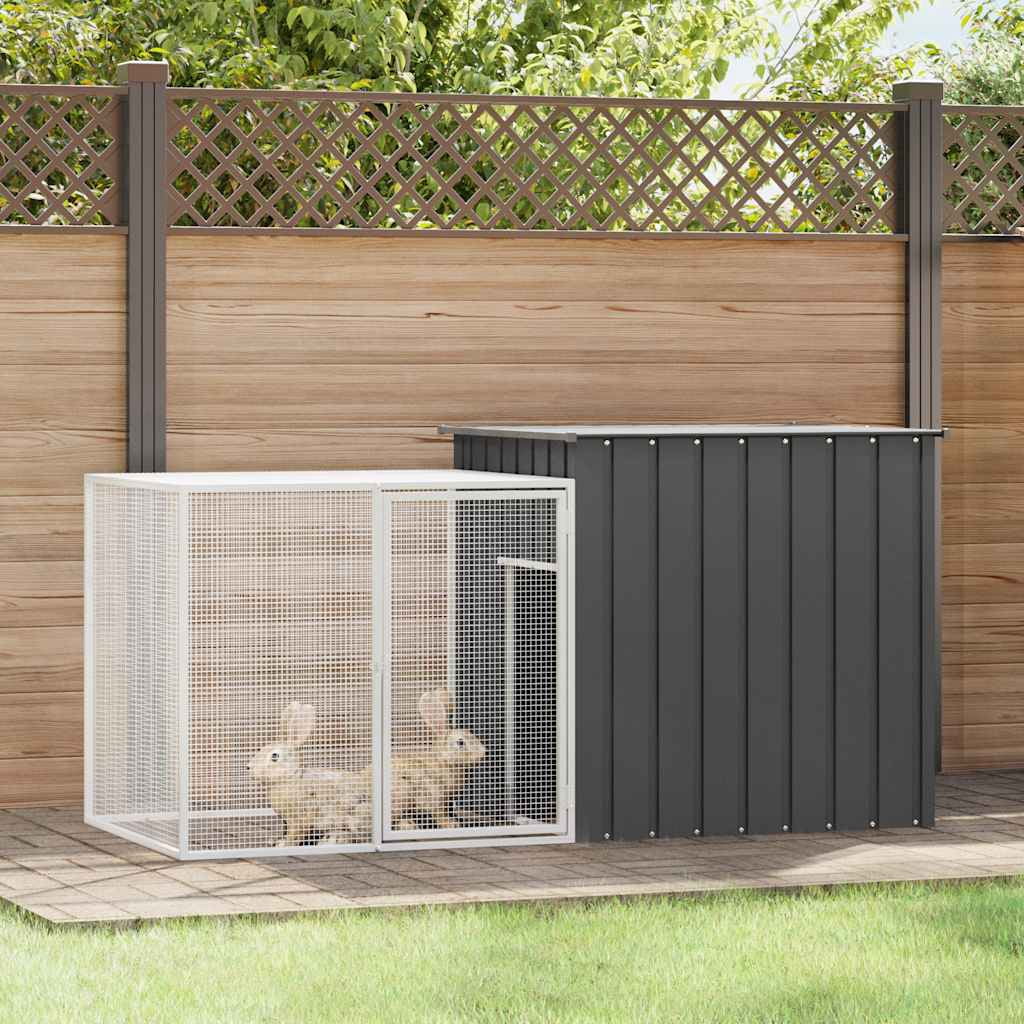 vidaXL Rabbit Cage Anthracite 78.7"x35.8"x39.4" Galvanized Steel