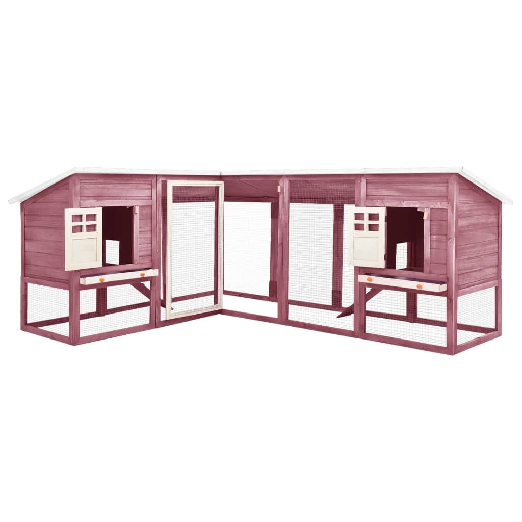 Large Multicolor Fir Wood Rabbit Hutch with Run