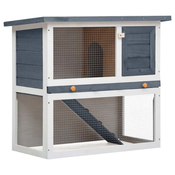 vidaXL Rabbit Hutch Bunny Cage House with Pull Out Tray Ramp Solid Pine Wood