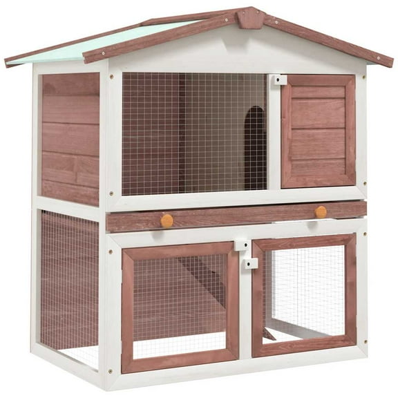 vidaXL Rabbit Hutch Bunny Cage with Pull Out Tray Pet House Solid Pine Wood
