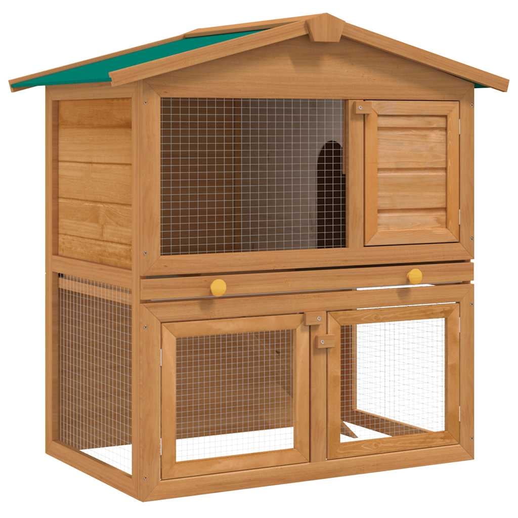 vidaXL Rabbit Hutch Bunny Cage with Pull Out Tray Pet House Solid Pine Wood