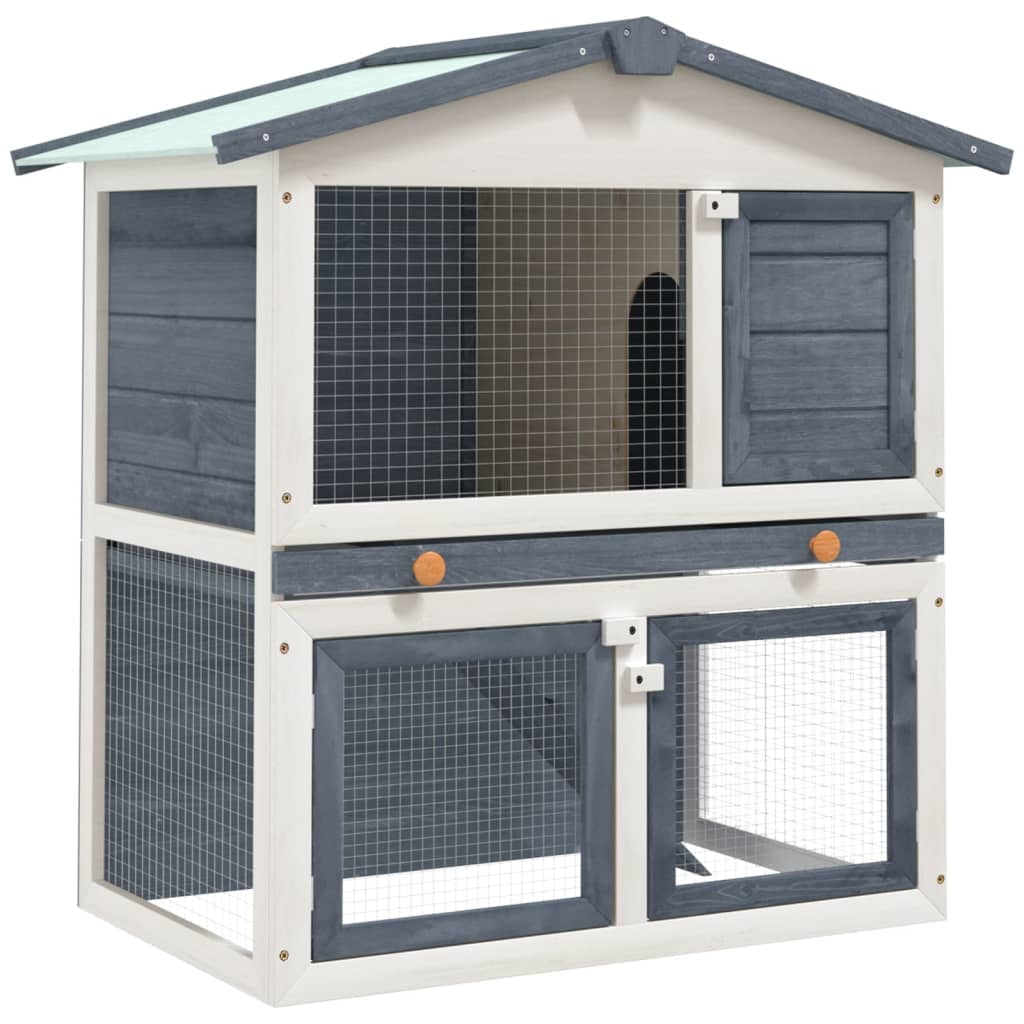 vidaXL Rabbit Hutch Bunny Cage with Pull Out Tray Pet House Solid Pine