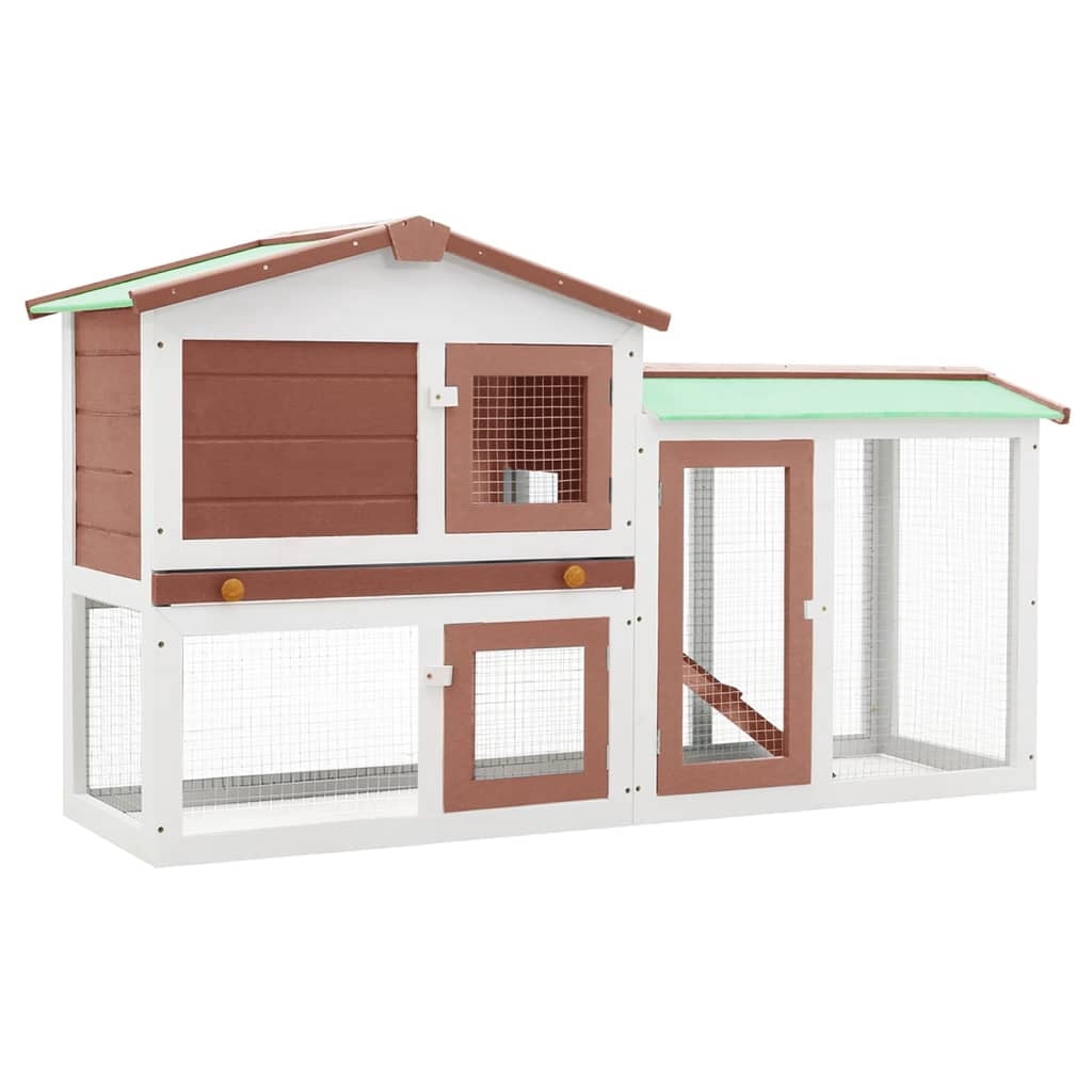 vidaXL Rabbit Hutch Bunny Cage with Pull Out Tray and Ramp Solid Wood Pine