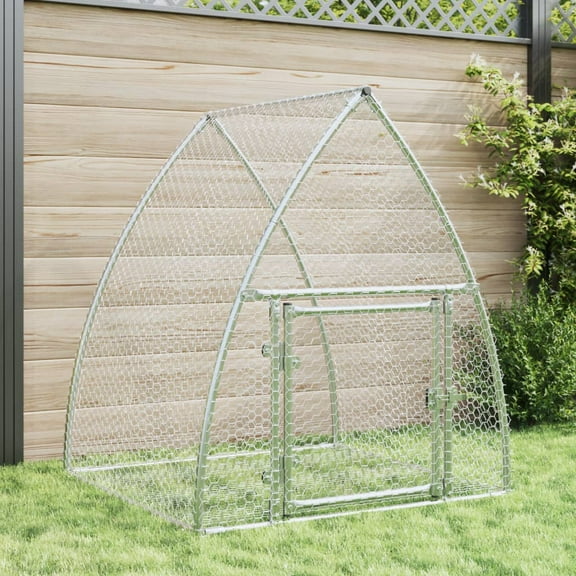 vidaXL Rabbit Hutch Silver Galvanized Steel Large Rabbit Hutch