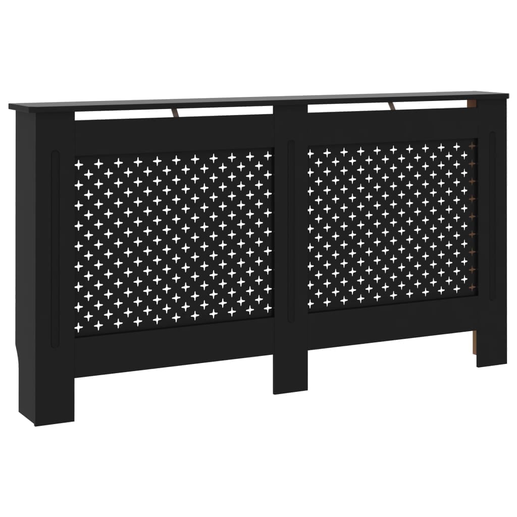 vidaXL Radiator Cover, Black MDF Cabinet, Decorative Slatted Shelf, 59. ...