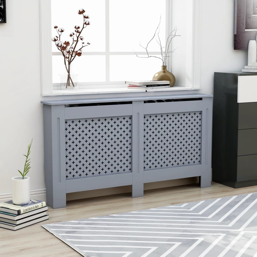vidaXL Radiator Cover with Shelf, MDF Heater Cabinet Guard for Home ...