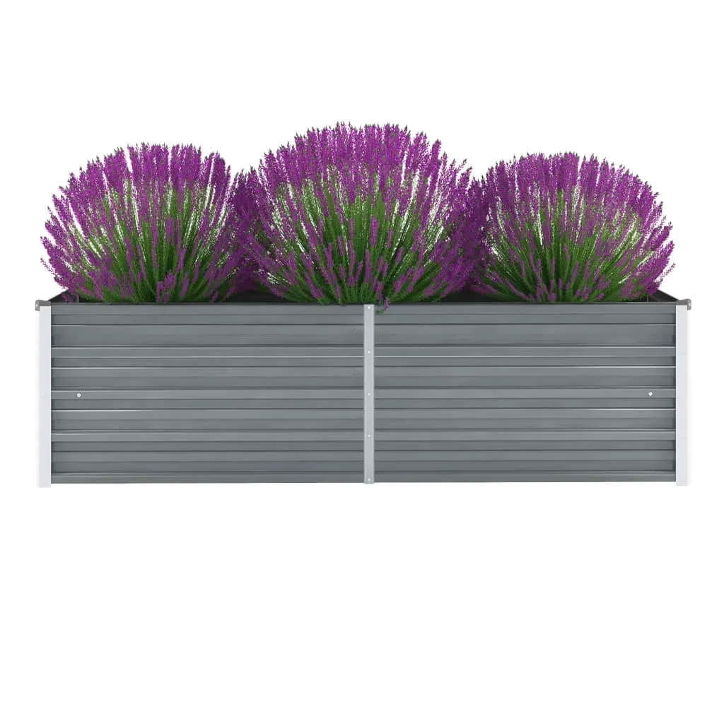 Galvanized Steel Large Outdoor Garden Planter in Gray