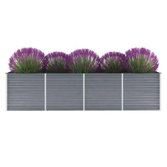 vidaXL Raised Garden Bed Flower Bed Galvanized Steel Outdoor Planter Gray
